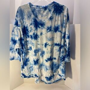 Calvin Klein Blue and White Tie-dye Top, Size 2X